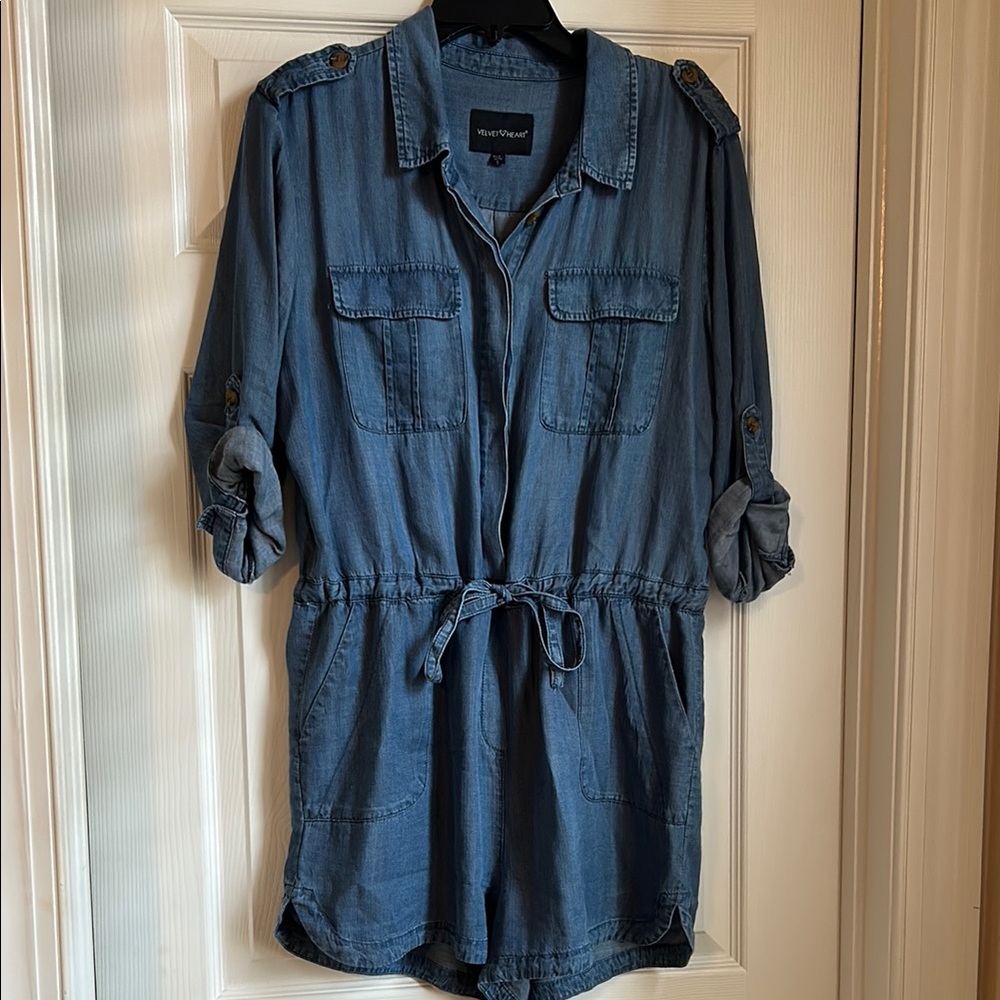 Velvet Heart Blue Denim Button-Up Dress